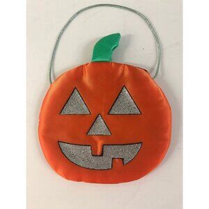Vtg 1988 Hallmark Cards 1989 Halloween Pumpkin Mini Purse 5″ With Silver Handle